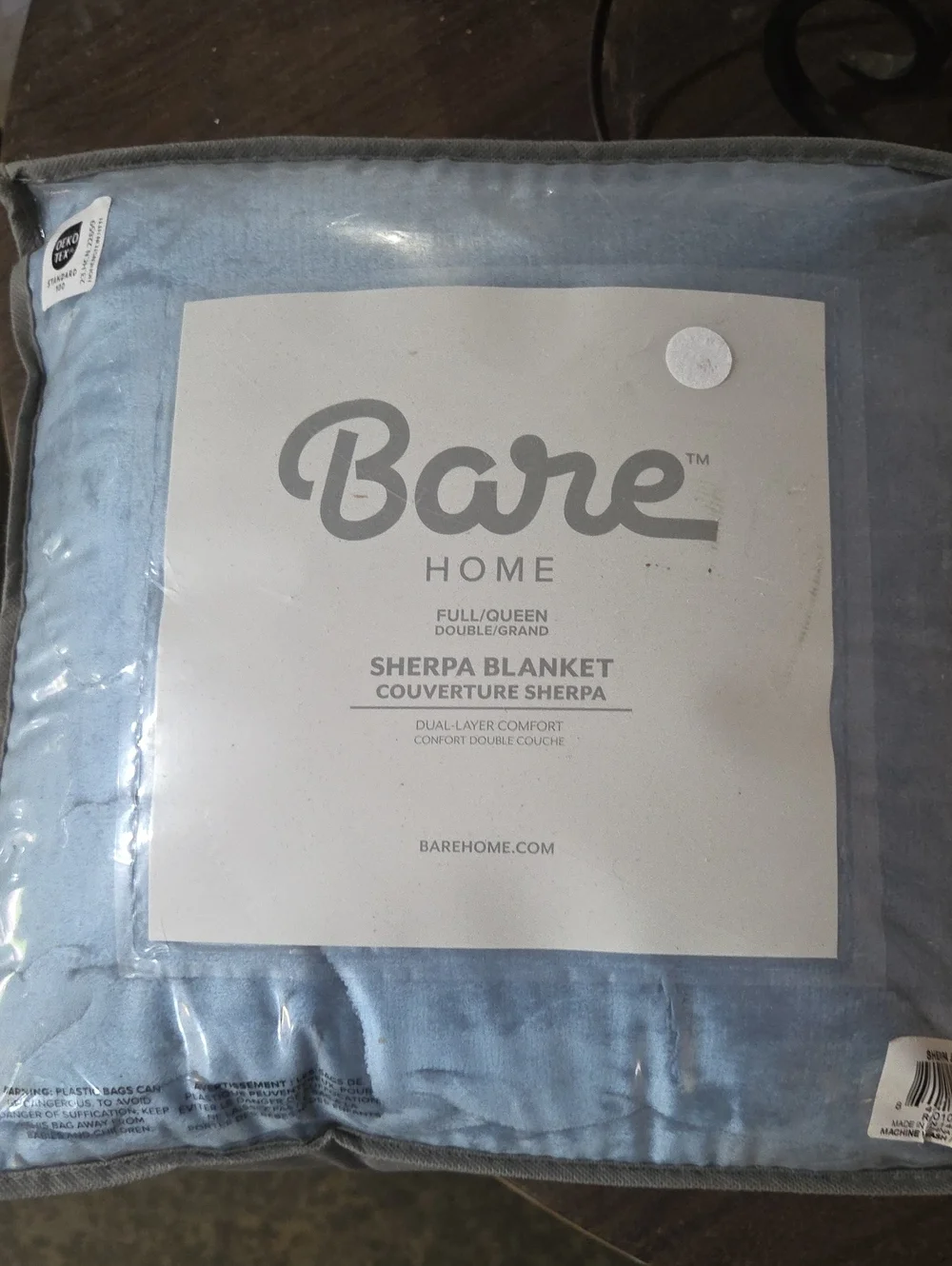 Bare Home Light Blue Sherpa Blanket - Full/Queen